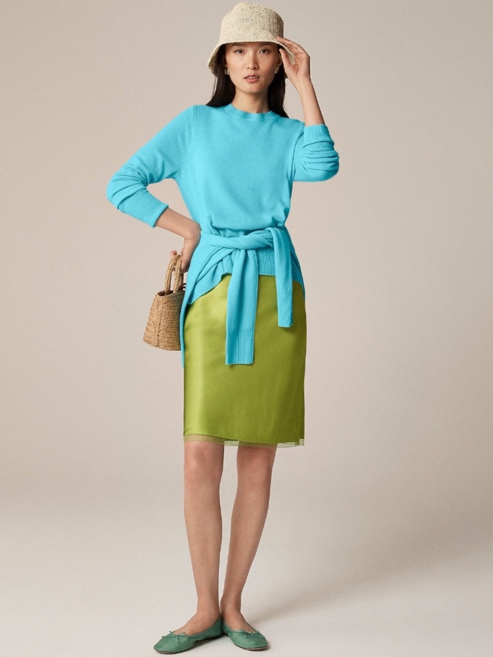 New JCREW Size M Cashmere Classic-Fit Crewneck Sweater Vivid Lagoon $148 BA400